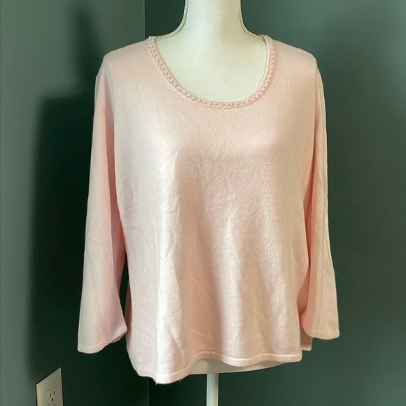 Sag Harbor Pink Beaded Sweater - Picture 1 of 5
